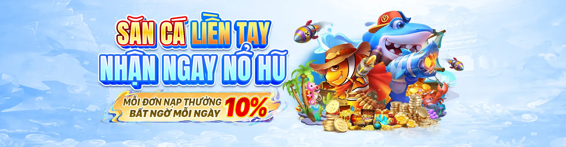 Hình ảnh đại dương rực rỡ với các loài cá và súng bắn cá trong game 88CLUP